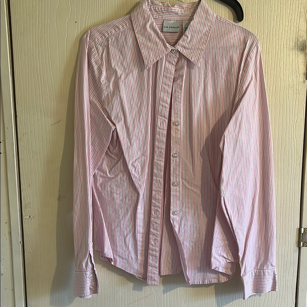 Kim Rogers Women’s Pink Striped Button Down